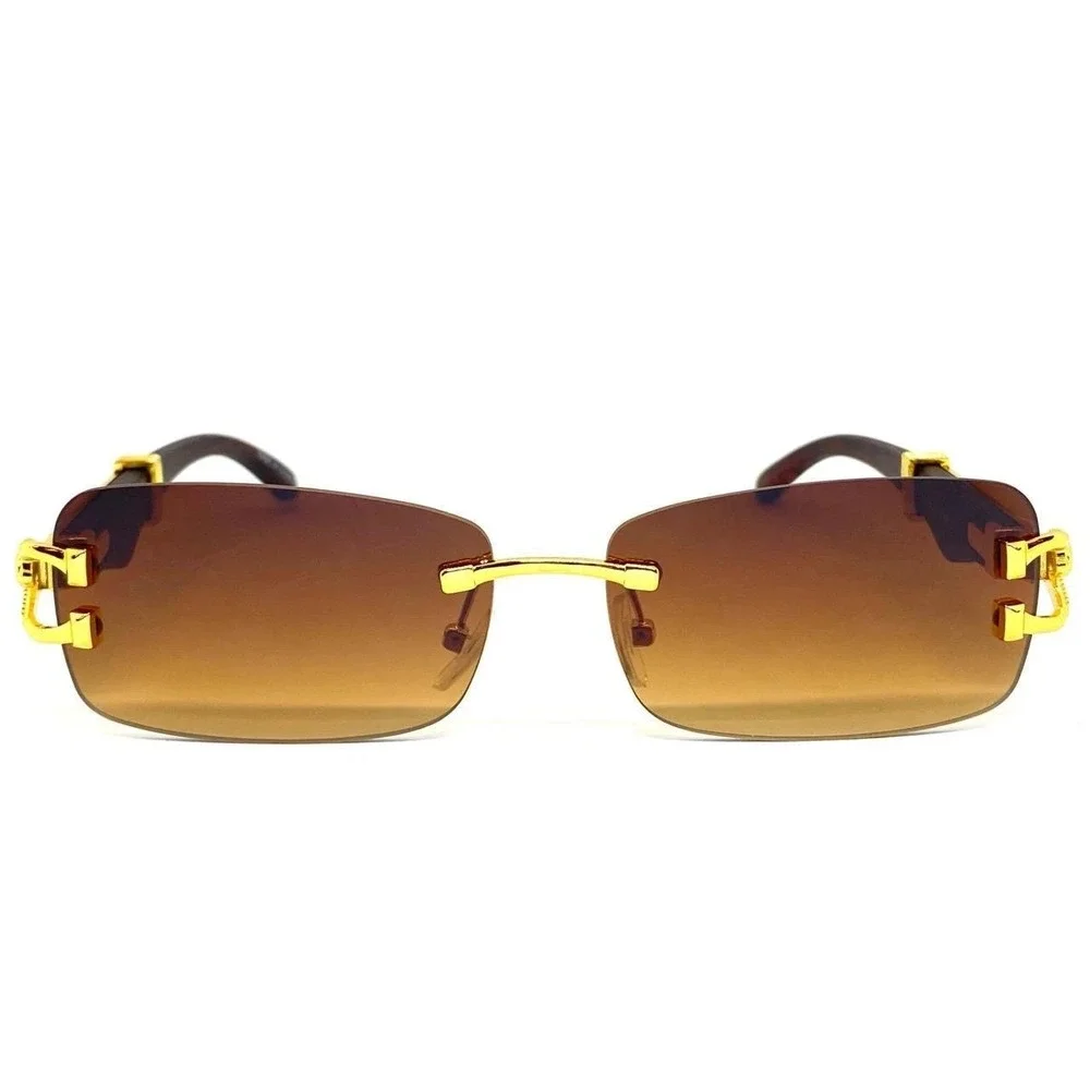 Womens Fashion New Sunglasses Frameless, Designer Inspired Brown Gradient Lens